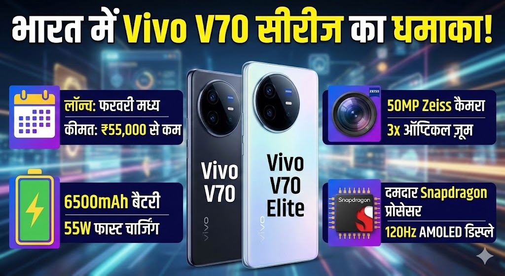 Vivo V70 Series India Launch: 6500mAh बैटरी और 50MP Zeiss कैमरा के साथ आ रहा है ये धांसू फोन!