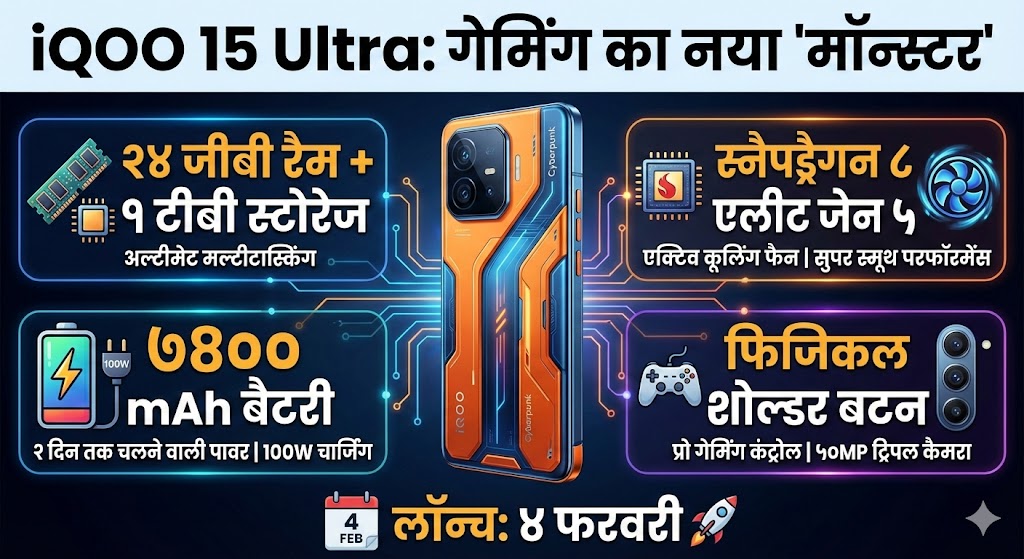 iQOO 15 Ultra: 24GB RAM और 7400mAh बैटरी का 'Monster' - लॉन्च से पहले सब कुछ जानें!