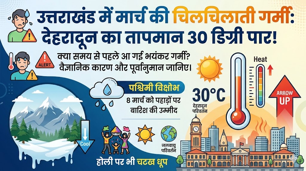 उत्तराखंड में मार्च में भयंकर गर्मी: देहरादून का तापमान 30 डिग्री पार, जानिए होली पर कैसा रहेगा मौसम?