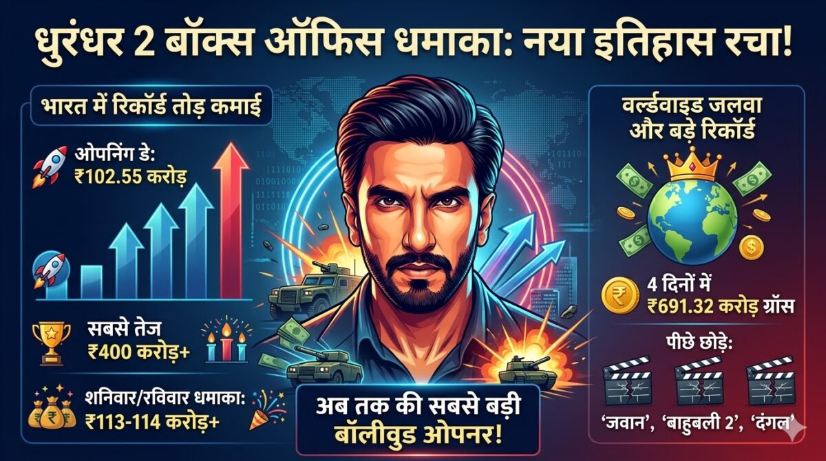 धुरंधर 2 बॉक्स ऑफिस कलेक्शन: रणवीर सिंह की फिल्म ने रचा इतिहास, 4 दिनों में 600 करोड़ पार कर तोड़े 'जवान' और 'बाहुबली 2' के रिकॉर्ड