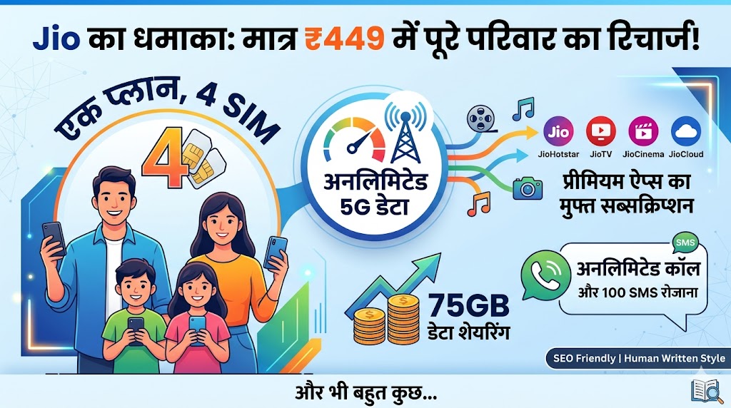 Jio Best Family Plan: ₹449 में पाएं 4 SIM, Unlimited 5G और JioHotstar फ्री - लूट लो ऑफर!