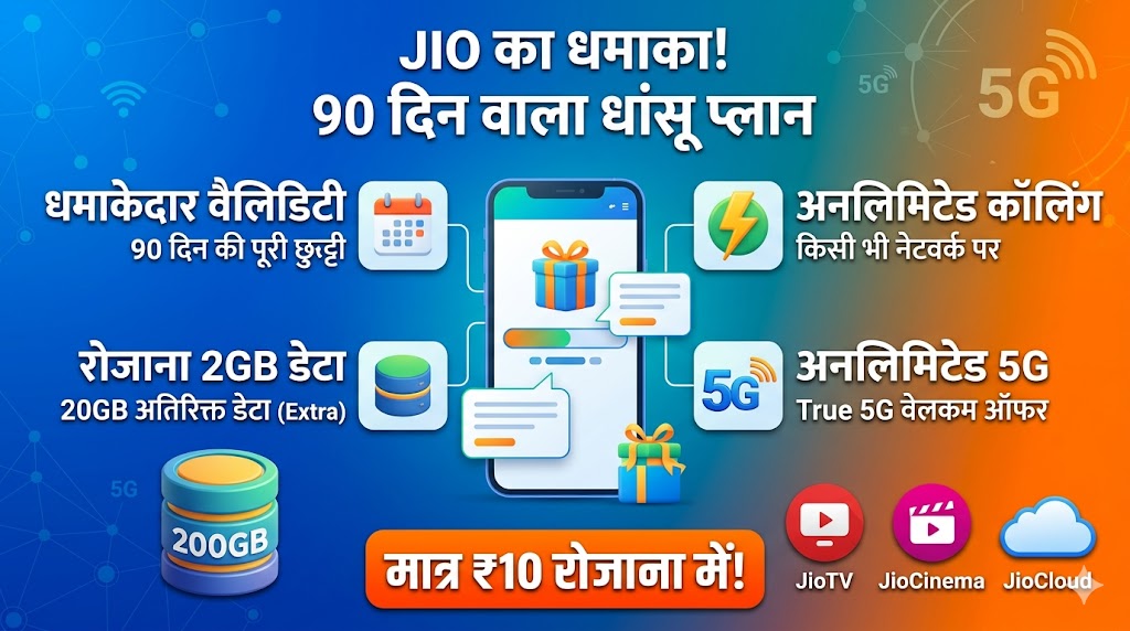 Jio 90 Days Plan: ₹899 में 200GB डेटा और अनलिमिटेड कॉलिंग का महाधमाका, Airtel की छुट्टी!`