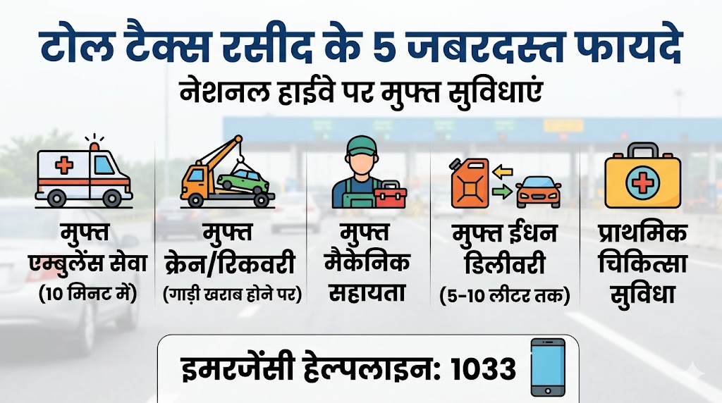 टोल टैक्स रसीद के 5 जबरदस्त फायदे: हाईवे पर मुफ्त एम्बुलेंस, क्रेन और पेट्रोल पाने का गुप्त तरीका