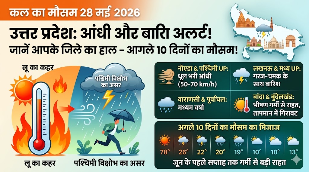 UP Weather Update: नौतपा में महा-यूटर्न, यूपी के इन जिलों में आंधी-बारिश का भयंकर अलर्ट, जानें आपके शहर का हाल