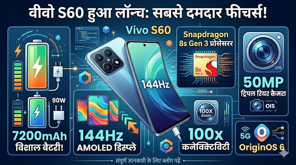Vivo S60 Price & Features: वीवो ने लॉन्च किया 7200mAh बैटरी और 100x जूम कैमरे वाला धांसू फोन, उड़ जाएंगे होश!
