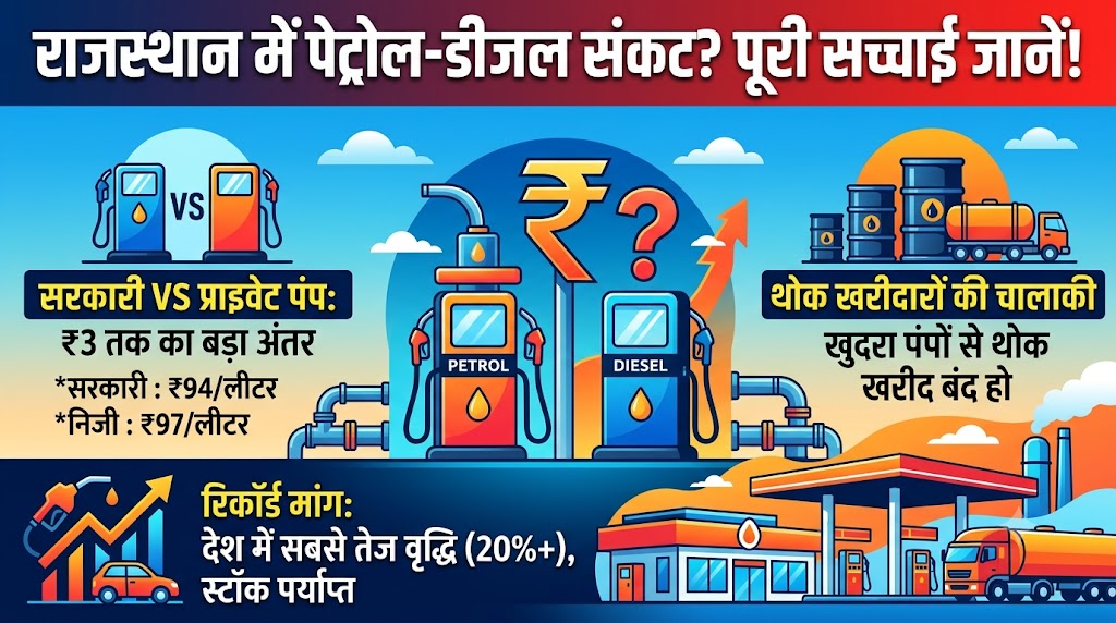 Rajasthan Petrol Diesel Shortage Myth: सरकारी और प्राइवेट पेट्रोल पंपों में ₹3 का अंतर, जानिए राजस्थान में क्यों मची है तेल के लिए त्राहि-त्राहि!