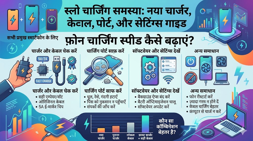 नया चार्जर भी फेल? स्मार्टफोन स्लो चार्जिंग की असली वजह और 100% वर्किंग सोल्यूशन