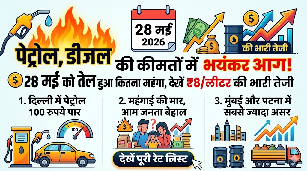 पेट्रोल-डीजल के दामों में भयंकर विस्फोट! 28 मई को मुंबई-दिल्ली समेत आपके शहर में लगी आग, देखें आज की नई रेट लिस्ट
