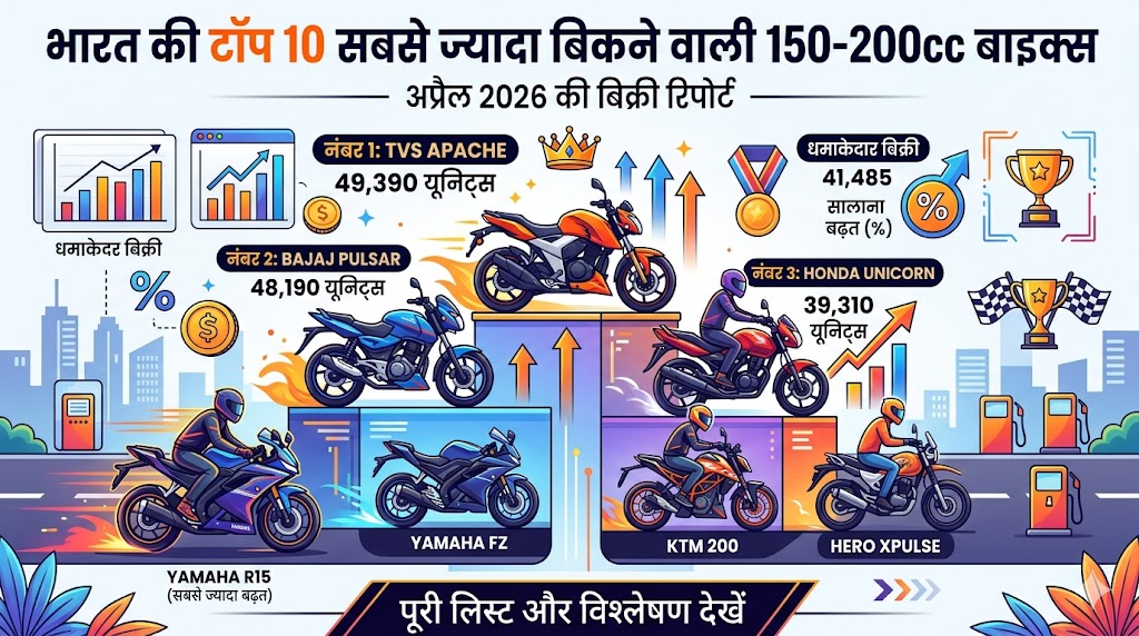 Pulsar और Unicorn को पछाड़ इस TVS बाइक ने मचाया गदर, ग्राहकों की लगी लंबी कतारें, देखें टॉप 10 लिस्ट