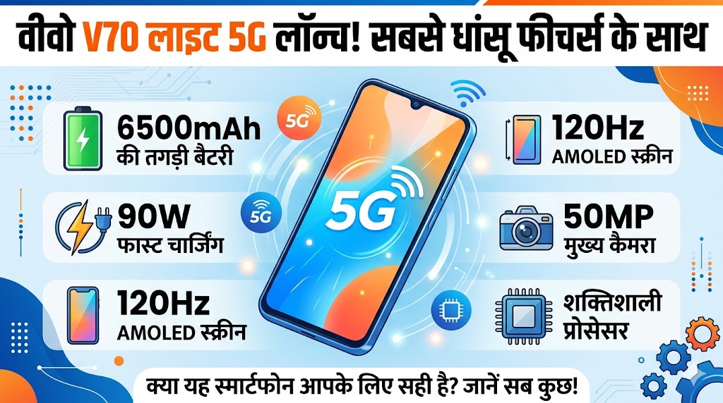 Vivo V70 Lite 5G Launched: 6500mAh बैटरी और 90W फास्ट चार्जिंग के साथ लॉन्च हुआ वीवो का सबसे सस्ता 5G फोन, देखें कीमत और फीचर्स