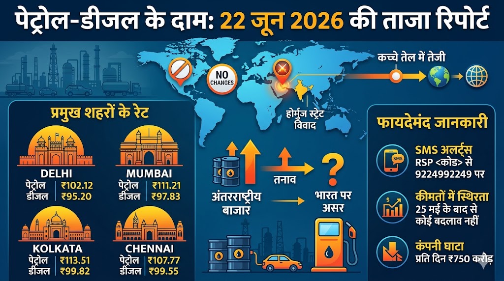 Petrol Diesel Price Today 22 June 2026