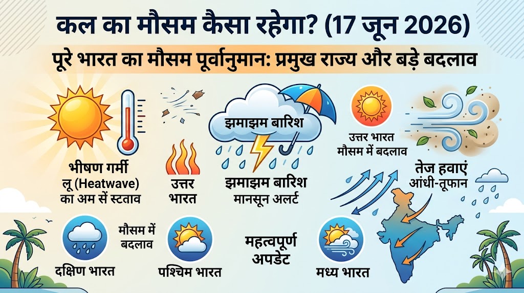 कल का मौसम कैसा रहेगा 17 जून 2026