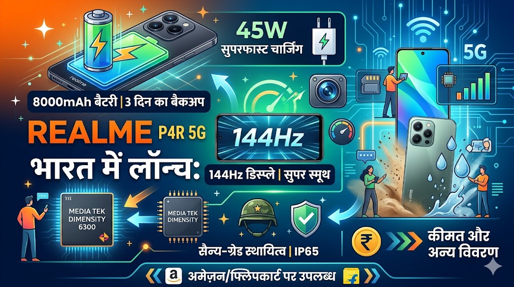 Realme P4R 5G Launch In India: 8000mAh बैटरी और मिलिट्री बॉडी वाला सबसे सस्ता 5G फोन भारत में हुआ लॉन्च, देखें कीमत और सभी फीचर्स