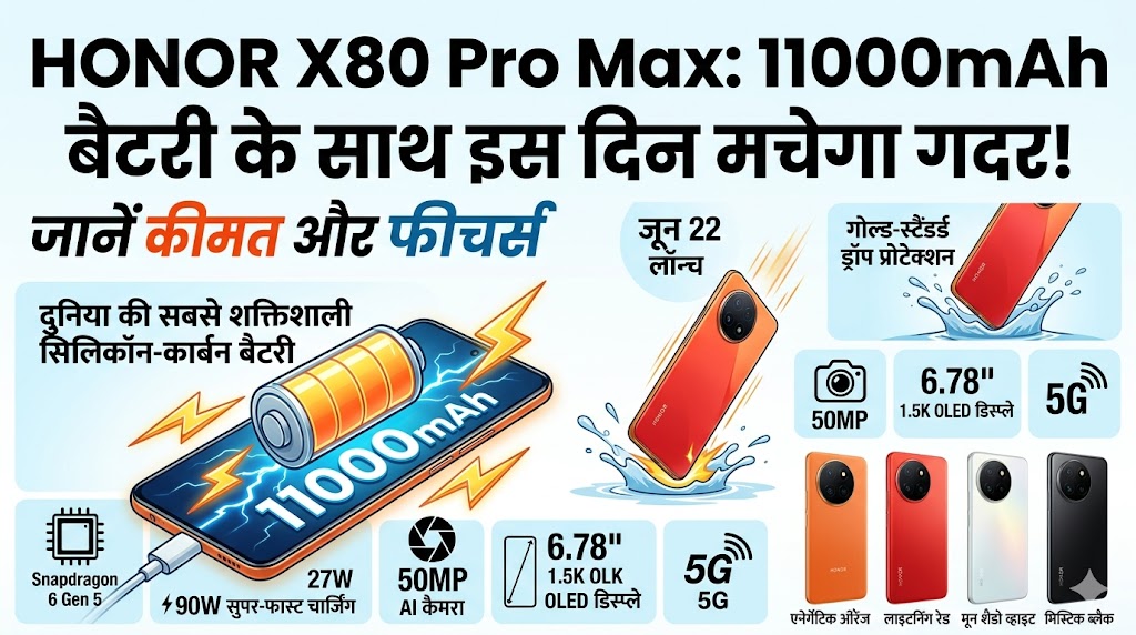 HONOR X80 Pro Max Launch Date: 11000mAh की महाबली बैटरी और 90W चार्जिंग के साथ इस दिन आ रहा है हॉनर का यह धांसू 5G फोन, फीचर्स उड़ा देंगे होश!