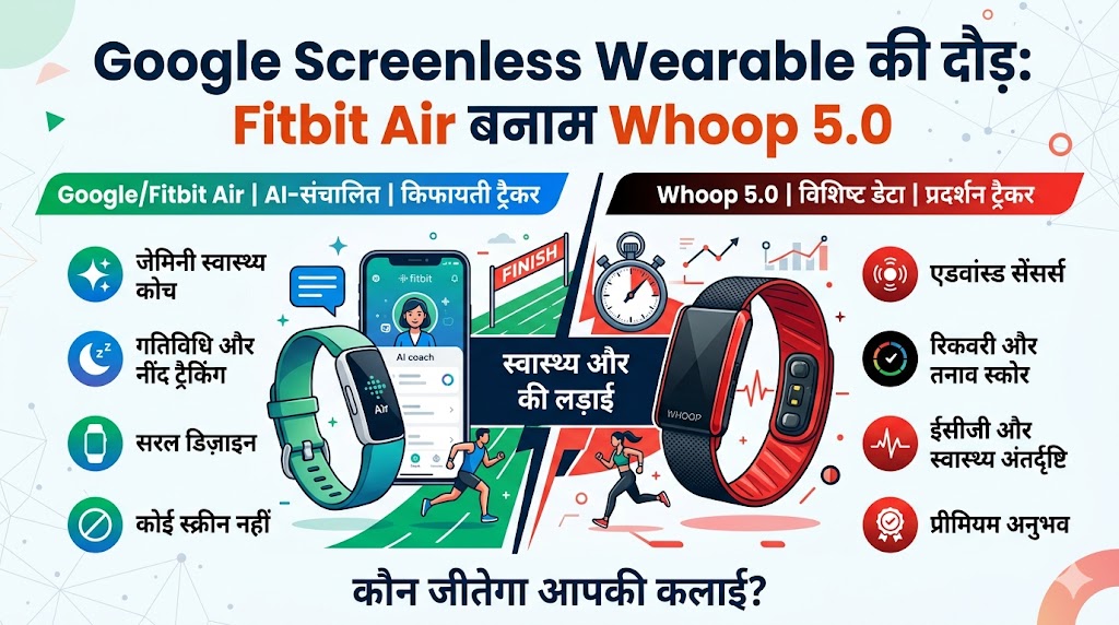 गूगल ने लॉन्च किया बिना स्क्रीन वाला धांसू फिटनेस बैंड Fitbit Air, क्या छुट्टी हो जाएगी एथलीट्स के पसंदीदा Whoop 5.0 की?