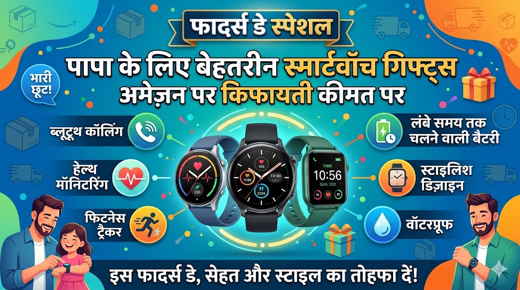 फादर्स डे स्पेशल: Amazon पर आधी कीमत में मिल रही हैं ये दमदार ब्रांडेड स्मार्टवॉच, पापा की सेहत और स्टाइल का रखें पूरा ख्याल