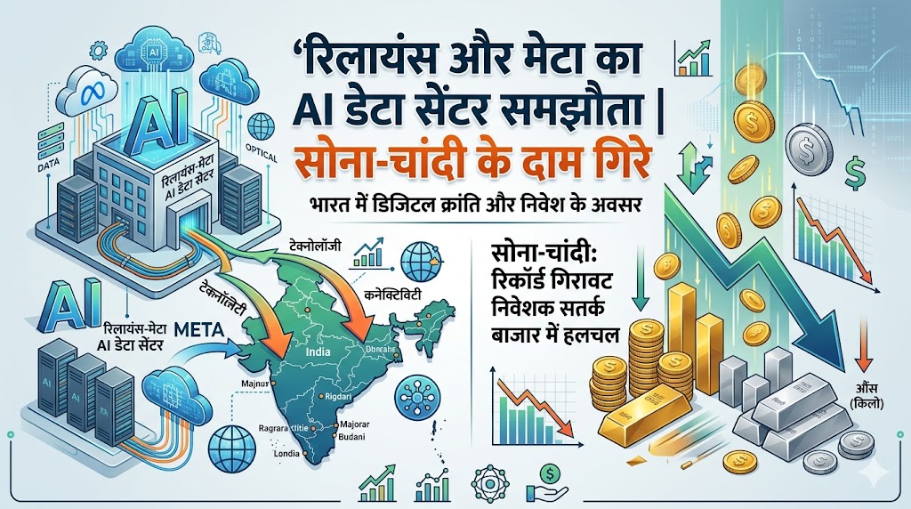 सोना-चांदी धड़ाम: रिलायंस और मेटा ला रहे हैं भारत का पहला AI डेटा सेंटर, बिजनेस जगत में मची भारी खलबली