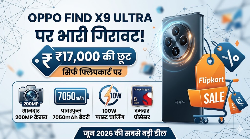 Oppo Find X9 Ultra Price Drop: फ्लिपकार्ट पर ₹17,000 सस्ता हुआ 200MP कैमरा और 7050mAh बैटरी वाला यह ओप्पो स्मार्टफोन, देखें बंपर डील!