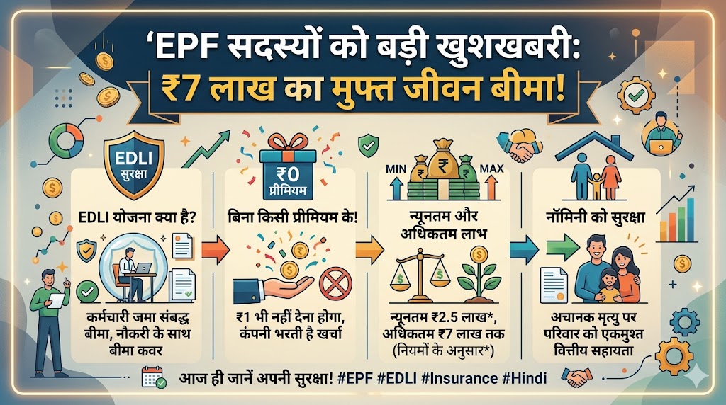 EPF Free Insurance Scheme: नौकरीपेशा लोगों की लगी लॉटरी! बिना प्रीमियम दिए मिलेगा 7 लाख का लाइफ इंश्योरेंस, तुरंत चेक करें नियम