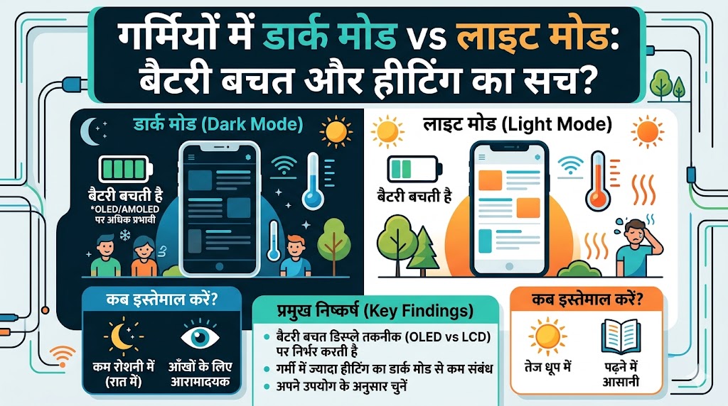 Dark Mode vs Light Mode Truth: गर्मियों में डार्क मोड ऑन रखने से क्या सच में फोन ठंडा रहता है और बैटरी बचती है? जानिए डिस्प्ले का असली सच