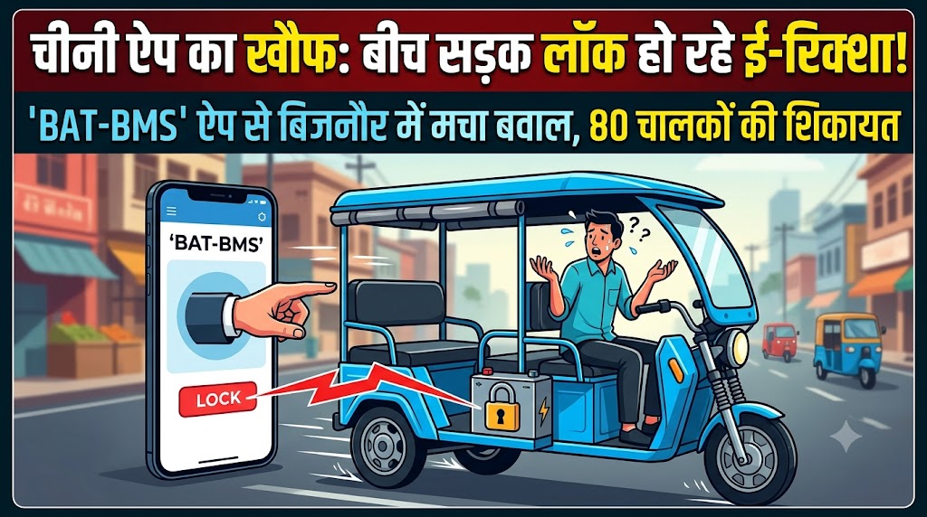 BAT-BMS App Scam: बीच सड़क अचानक लॉक हो रहे ई-रिक्शा! चीनी ऐप के इस खौफनाक खेल से बिजनौर से दिल्ली तक मचा बवाल, तुरंत देखें सच