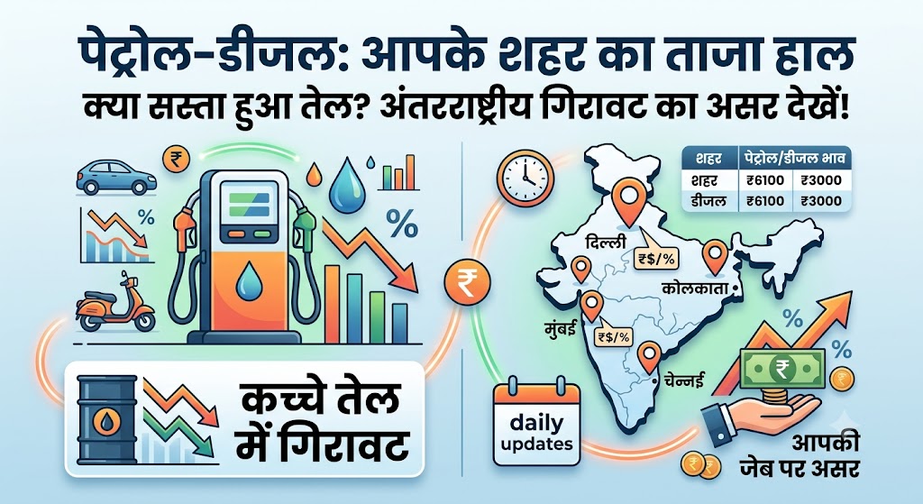 petrol price today, diesel price today, fuel rates india, crude oil price update, check citywise petrol diesel rate, पेट्रोल का आज का रेट, डीजल की ताजा कीमत, आज तेल का दाम, चंडीगढ़ पेट्रोल डीजल भाव, पेट्रोल डीजल प्राइस दिल्ली मुंबई