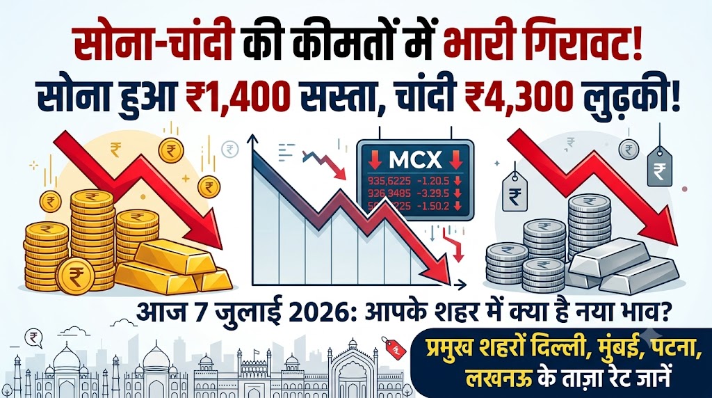 Sone Chandi Ka Bhav: सोना ₹1400 और चांदी ₹4300 लुढ़की, जानें दिल्ली, पटना, लखनऊ का आज का ताजा रेट
