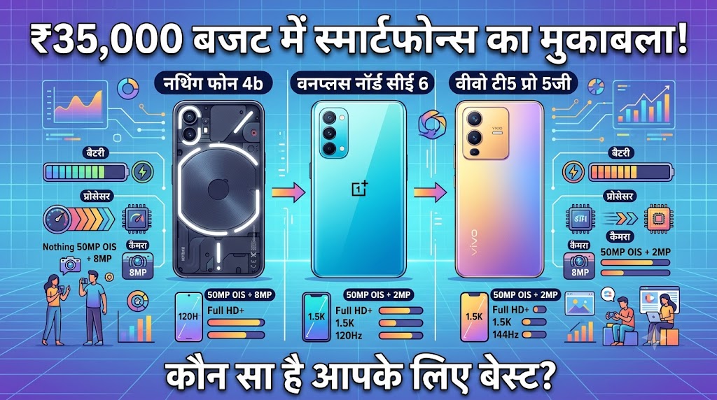 Nothing Phone 4b vs OnePlus Nord CE 6 vs Vivo T5 Pro 5G