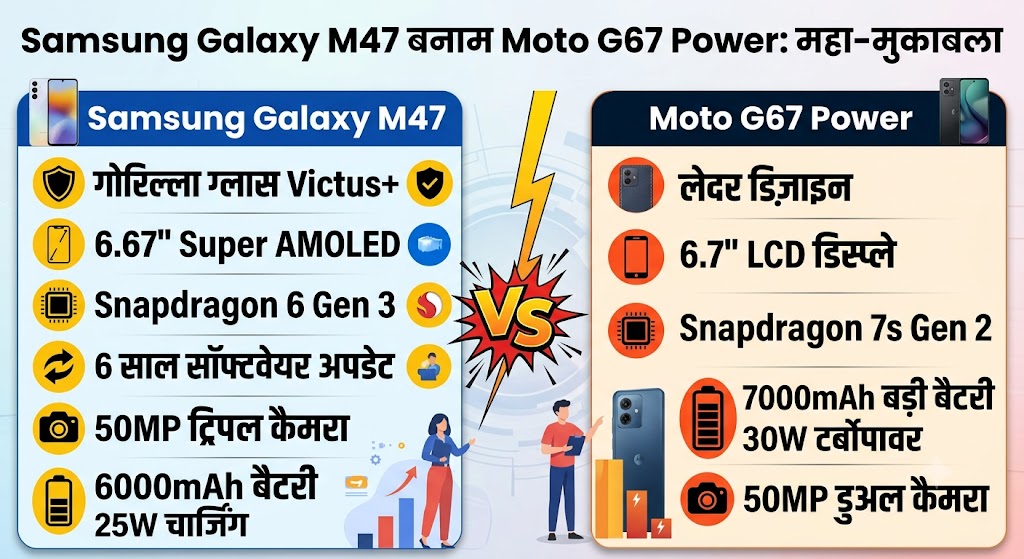 Samsung Galaxy M47 vs Moto G67 Power