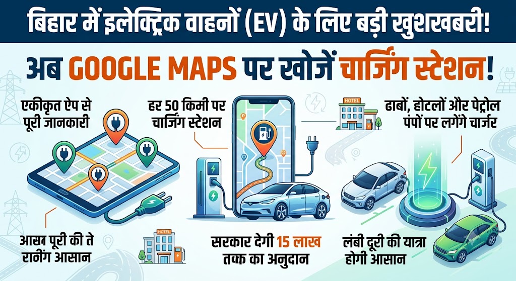 बिहार में EV चालकों की मौज! अब Google Maps पर दिखेंगे चार्जिंग स्टेशन, सरकार का बड़ा एलान