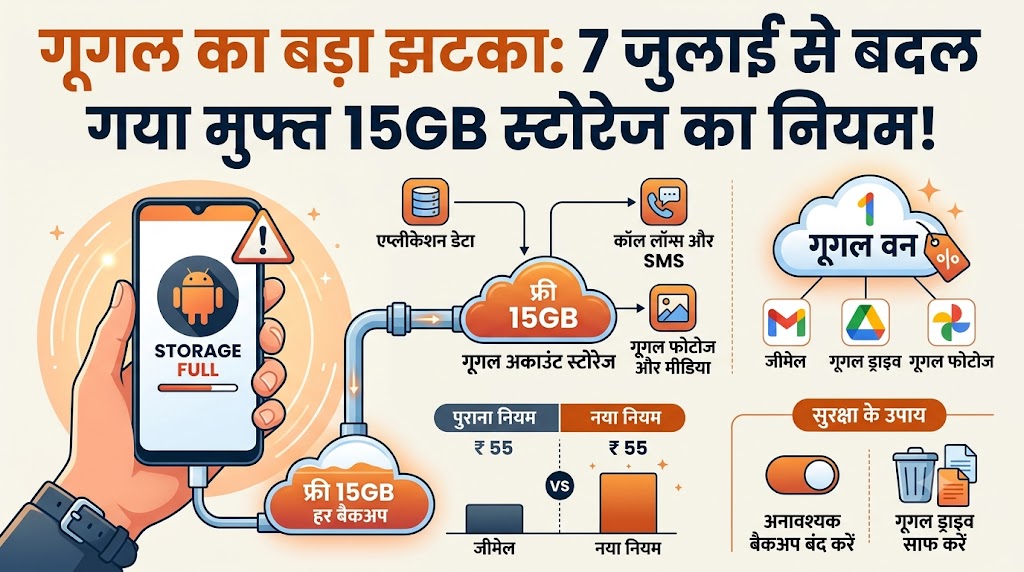 Google Storage Limit Changed: एंड्रॉयड यूजर्स को बड़ा झटका, 7 जुलाई से बदल गया फ्री 15GB स्टोरेज का यह महत्वपूर्ण नियम