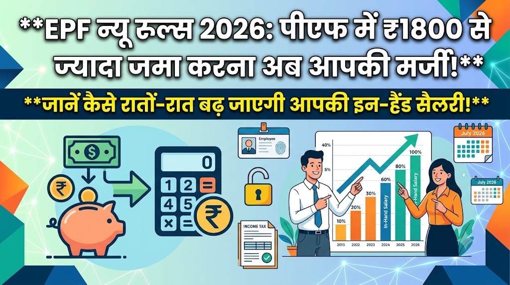 EPF New Rules 2026: पीएफ में ₹1800 से ज्यादा कटौती पर आया नया नियम! जानें कैसे रातों-रात बढ़ जाएगी आपकी इन-हैंड सैलरी
