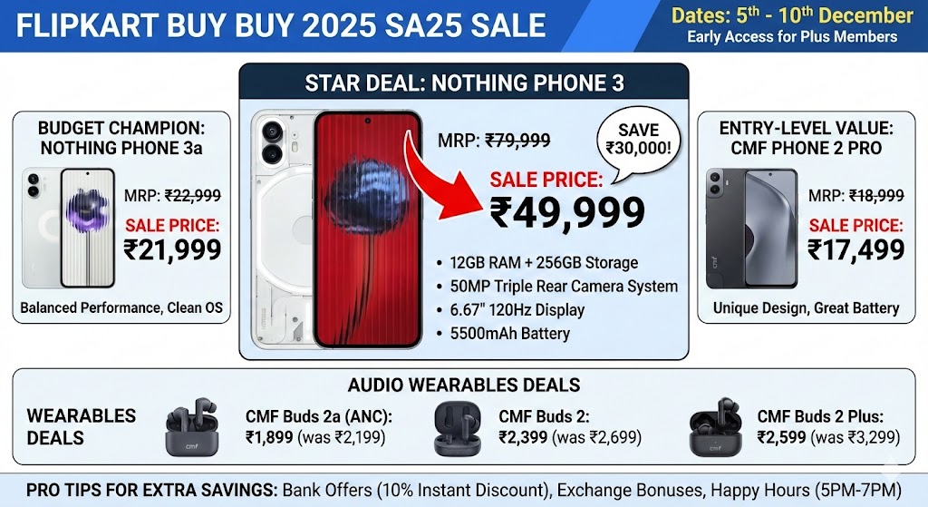 Nothing Phone 3 Price Drop: Flipkart Buy Buy सेल में 30,000 की छूट!