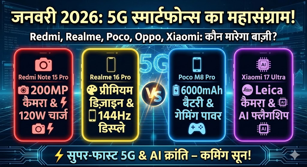 Top 5 Upcoming 5G Phones Jan 2026