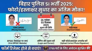 Bihar Police BPSSC SI Re-Upload Photo Signature 2025