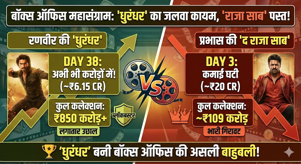 Dhurandhar Box Office Day 38: रणवीर की फिल्म ने 'द राजा साब' को दी पटखनी, कमाई जानकर उड़ जाएंगे होश!