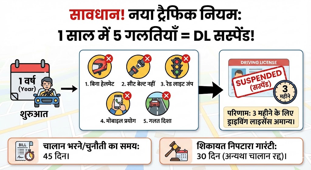 1 साल में 5 चालान और Driving License Suspend! नए नियम से मची खलबली, जानें कैसे बचें