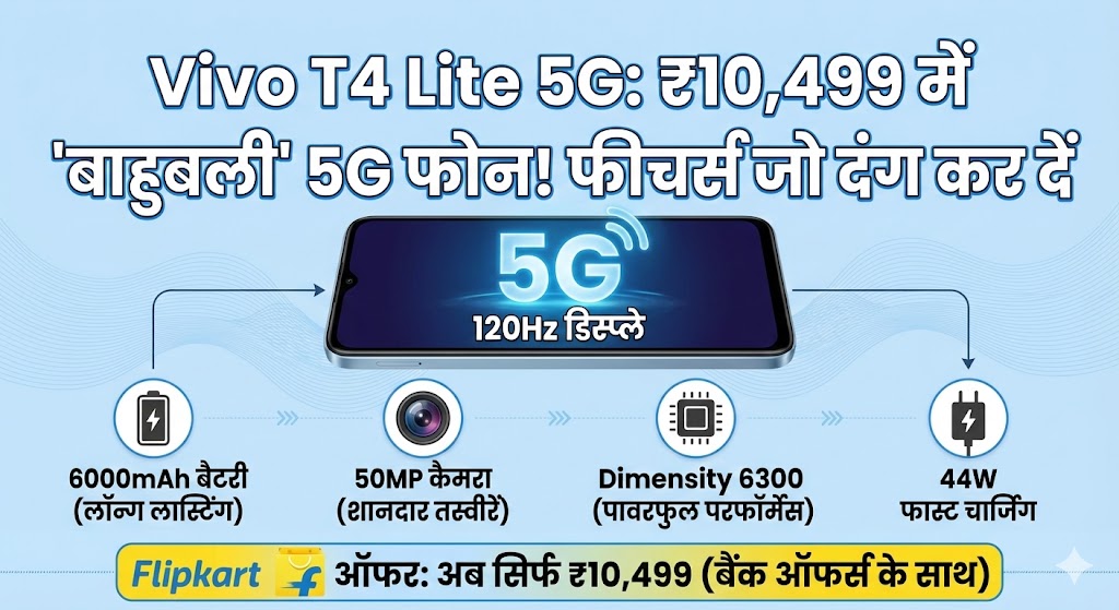 Vivo T4 Lite 5G: ₹11,000 से कम में मिल रहा है यह 'बाहुबली' 5G फोन, फीचर्स जानकर रह जाएंगे दंग