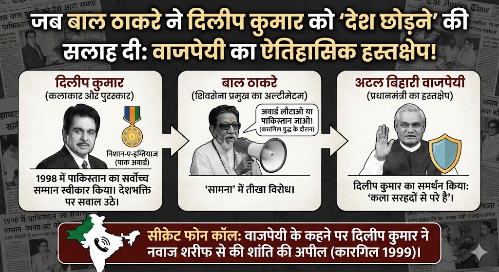 जब बाल ठाकरे ने दिलीप कुमार को दी थी 'देश छोड़ने' की सलाह: वाजपेयी के एक फैसले ने बदल दिया सब कुछ!