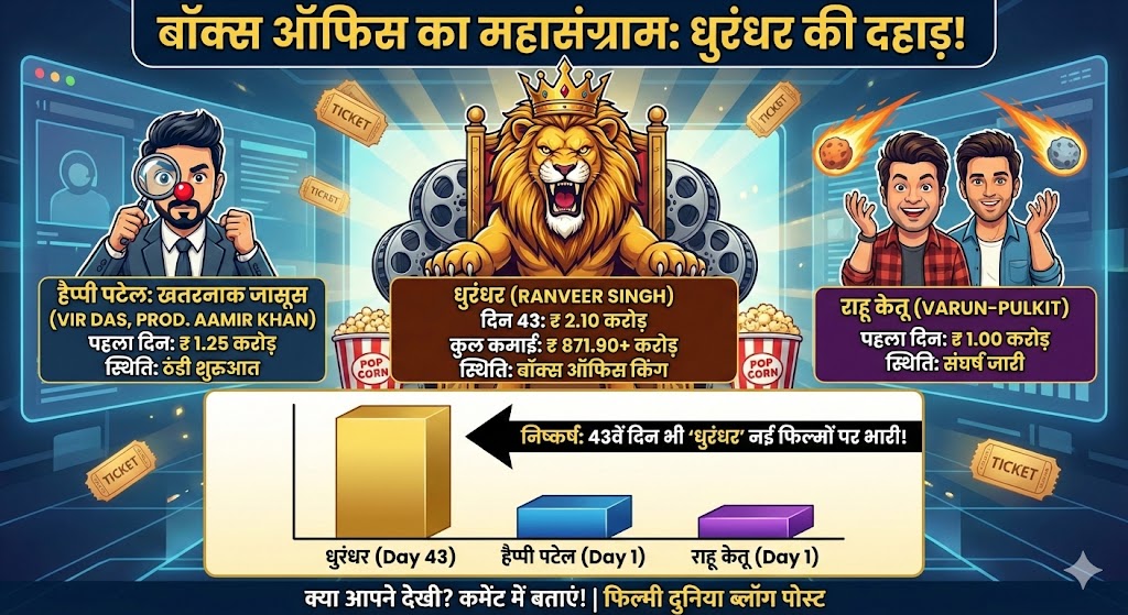 Dhurandhar Box Office Clash: 40 दिन बाद भी 'धुरंधर' की दहाड़, Happy Patel और Rahu Ketu पहले ही दिन हुए ढेर!