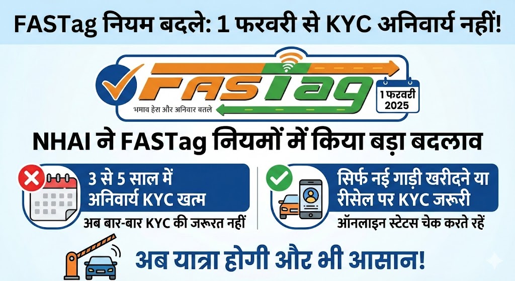 FASTag New Rules 2026: 1 फरवरी से कार मालिकों को मिली बड़ी राहत, अब नहीं होगी KYC की टेंशन! जानें पूरी डिटेल