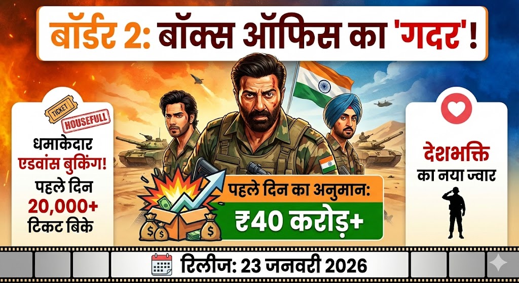 Border 2 Advance Booking: बॉक्स ऑफिस पर सनी देओल का 'गदर', पहले दिन 40 करोड़ की कमाई से हिला बॉलीवुड!
