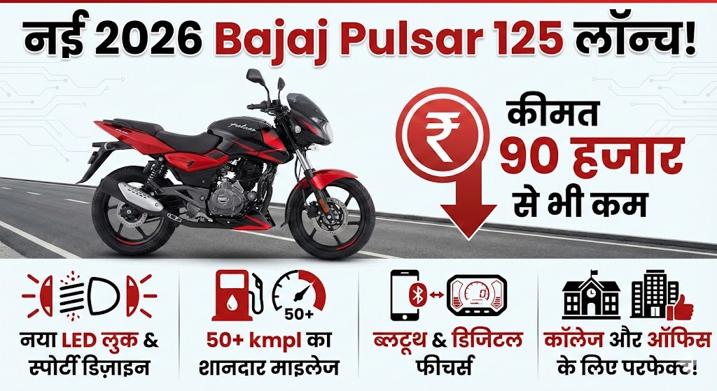 नई 2026 Bajaj Pulsar 125 लॉन्च: 90 हजार से कम में पाएं स्पोर्टी लुक और 55 का माइलेज!
