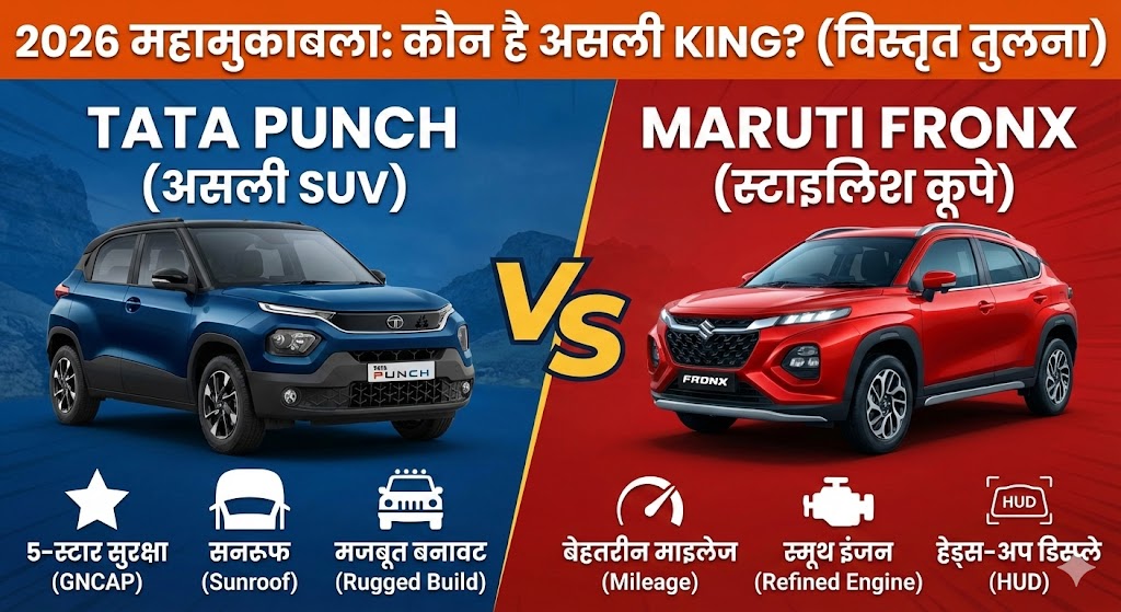 2026 Tata Punch vs Maruti Fronx: कौन है असली King? जानिये फीचर्स, सेफ्टी और माइलेज का पूरा सच!