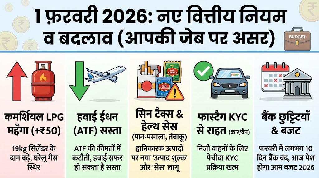 1 Feb 2026 New Rules: Budget Day से पहले LPG, Fastag और Tax पर 5 बड़े बदलाव, जानें अपनी जेब का हाल