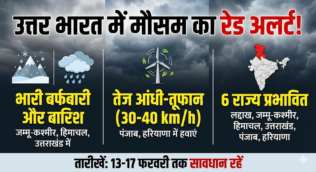 IMD Weather Alert: अगले 5 दिन भारी, इन 6 राज्यों में आंधी-तूफान और बर्फबारी का रेड अलर्ट! जानें अपने शहर का हाल