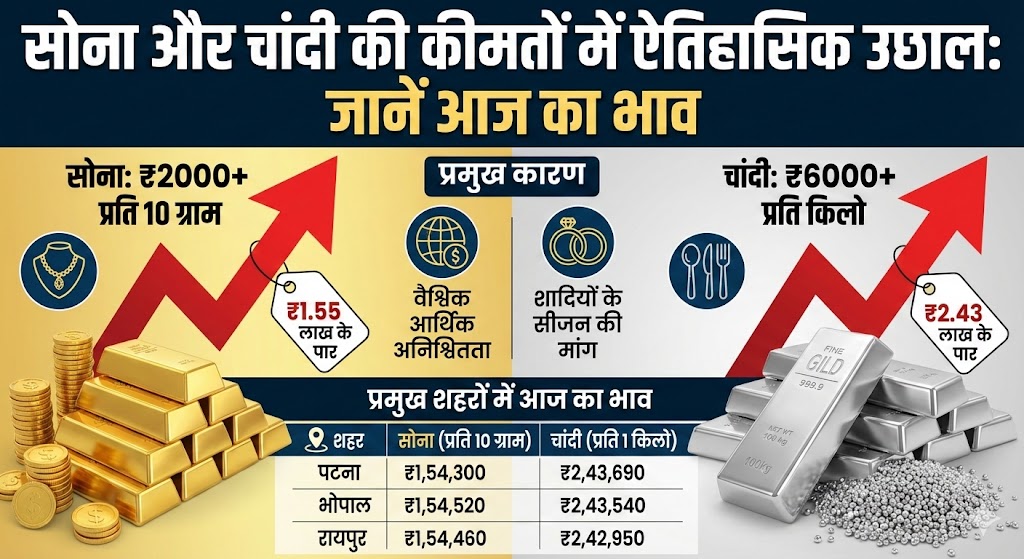 Gold Silver Price Today: सोने-चांदी के दामों में आया भयानक उछाल, खरीदने से पहले जान लें आज का ताजा भाव