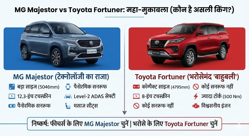 MG Majestor vs Toyota Fortuner: कौन है असली किंग? फीचर्स, इंजन और पावर का पूरा सच!