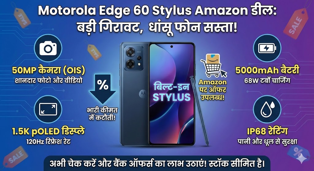 Motorola Edge 60 Stylus Amazon Deal: 20 हजार से कम में पाएं Stylus वाला यह धांसू फोन, फीचर्स देखकर उड़ जाएंगे होश!