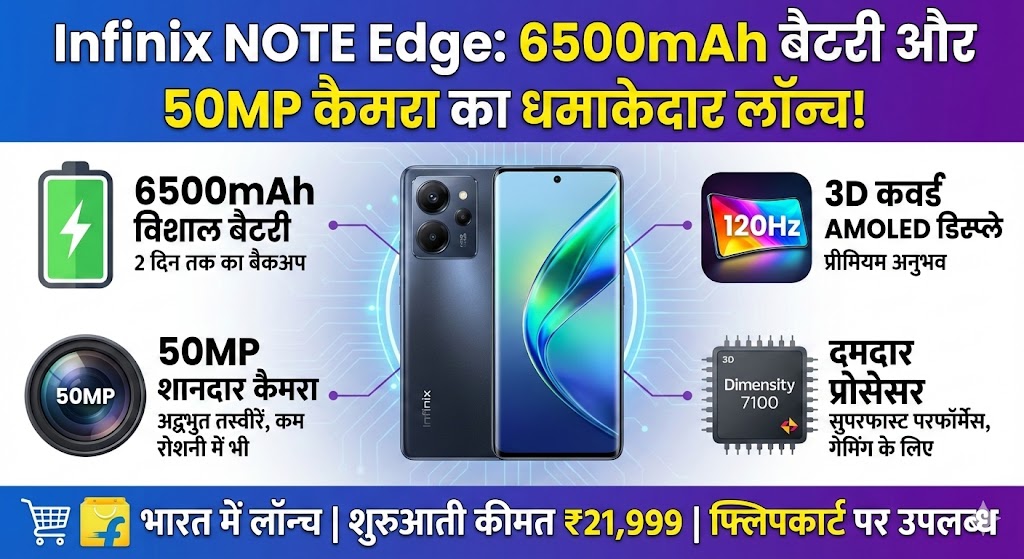 50MP कैमरा और 6500mAh की पावरफुल बैटरी के साथ Infinix NOTE Edge भारत में लॉन्च, जानें कीमत और फीचर्स